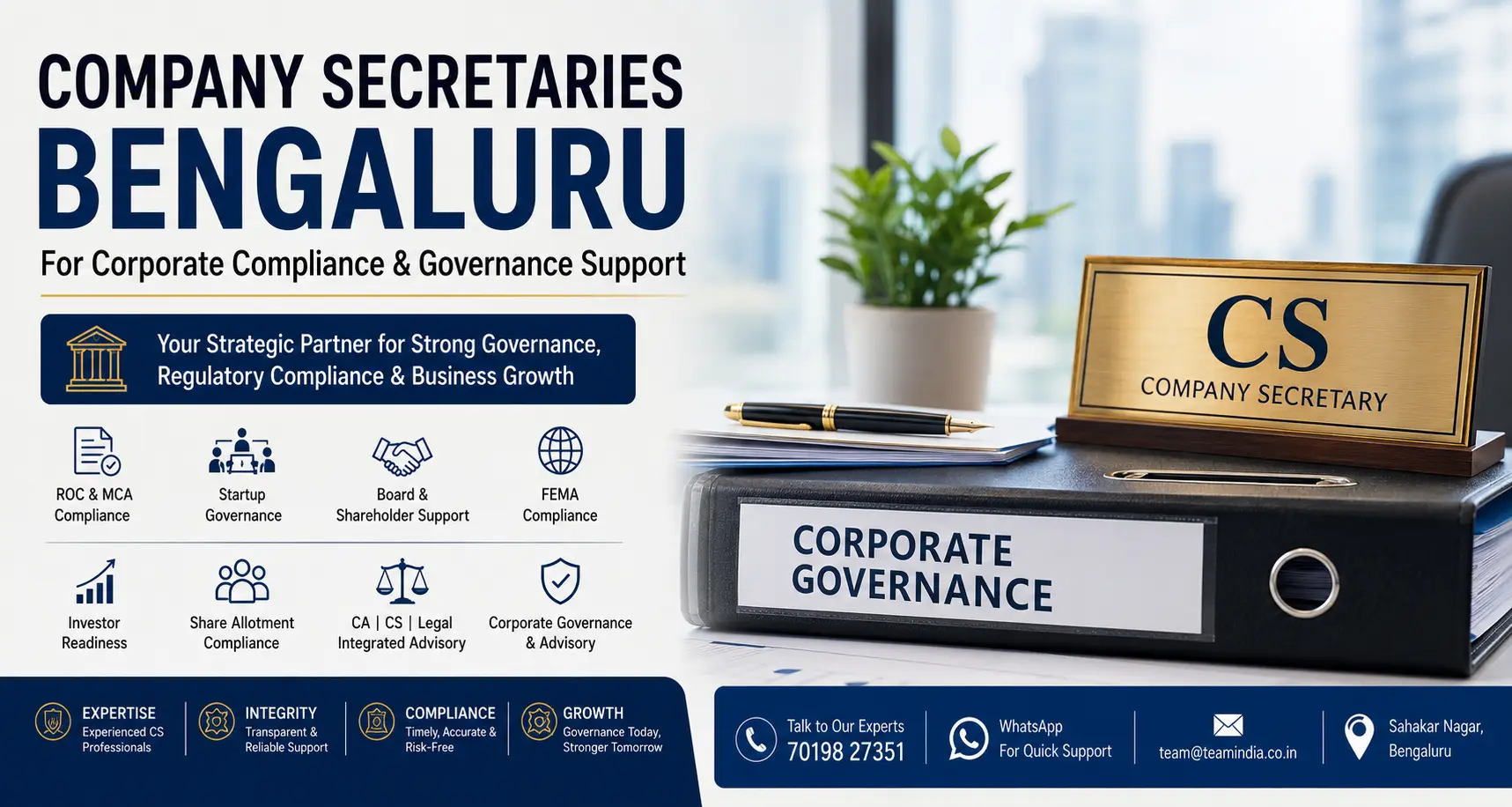 Company Secretary Bengaluru for Startup, ROC & Corporate Advisory 2 Company Secretaries Bengaluru